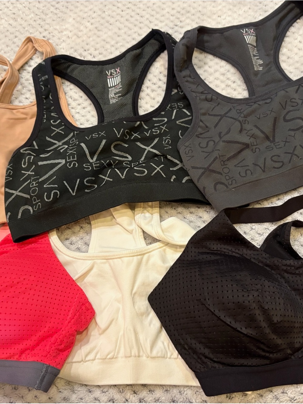 Victoria's Secret Mixed Pack Sports Bras - Black, Charcoal, white, nude & coral